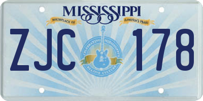 MS license plate ZJC178