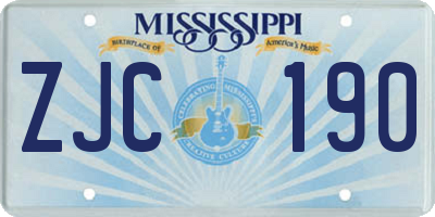 MS license plate ZJC190