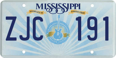 MS license plate ZJC191