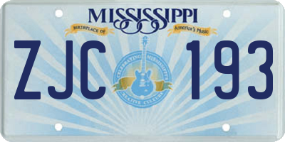 MS license plate ZJC193
