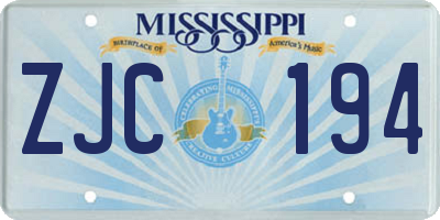 MS license plate ZJC194