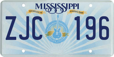MS license plate ZJC196