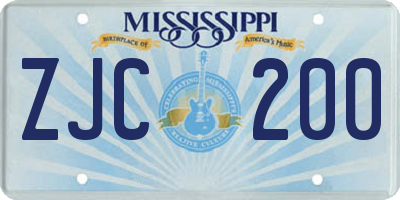 MS license plate ZJC200