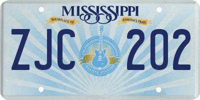 MS license plate ZJC202