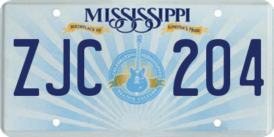 MS license plate ZJC204