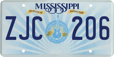 MS license plate ZJC206