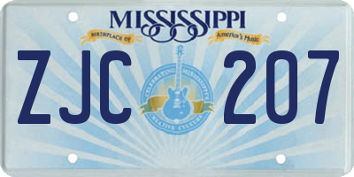 MS license plate ZJC207