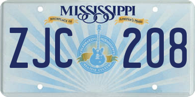 MS license plate ZJC208