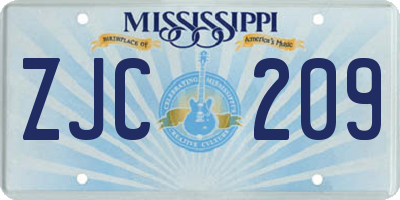 MS license plate ZJC209