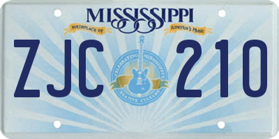 MS license plate ZJC210