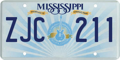 MS license plate ZJC211