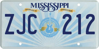 MS license plate ZJC212