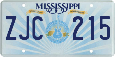 MS license plate ZJC215