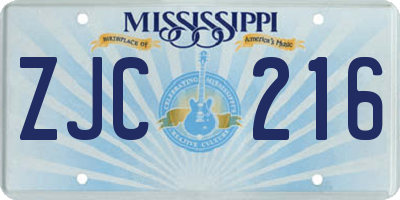 MS license plate ZJC216