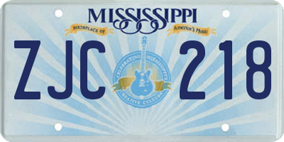 MS license plate ZJC218