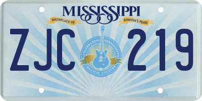 MS license plate ZJC219