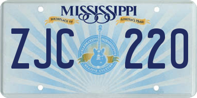 MS license plate ZJC220