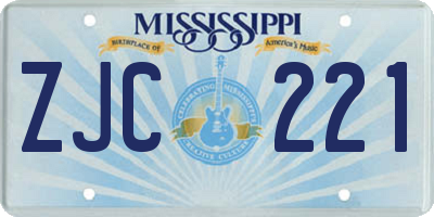 MS license plate ZJC221