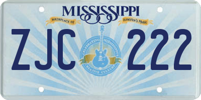 MS license plate ZJC222