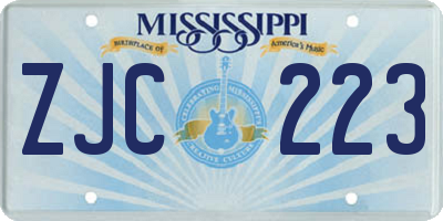 MS license plate ZJC223