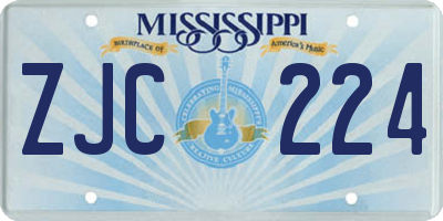 MS license plate ZJC224
