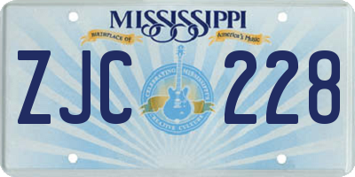 MS license plate ZJC228