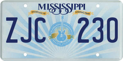 MS license plate ZJC230