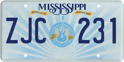 MS license plate ZJC231
