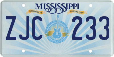 MS license plate ZJC233