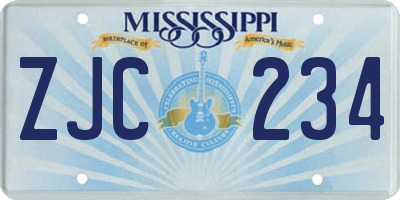 MS license plate ZJC234