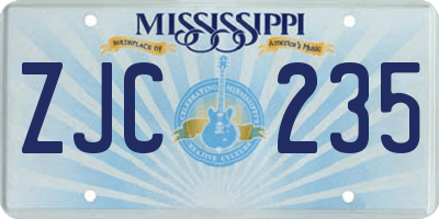 MS license plate ZJC235