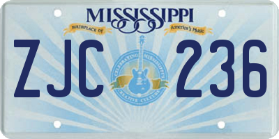 MS license plate ZJC236