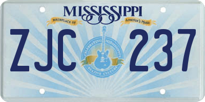 MS license plate ZJC237