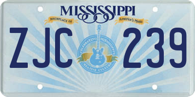 MS license plate ZJC239