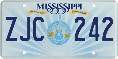 MS license plate ZJC242