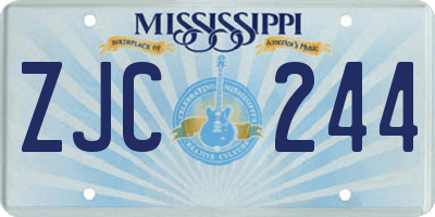 MS license plate ZJC244