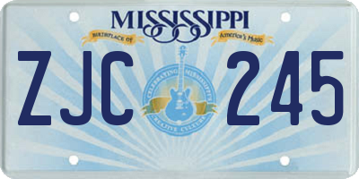 MS license plate ZJC245