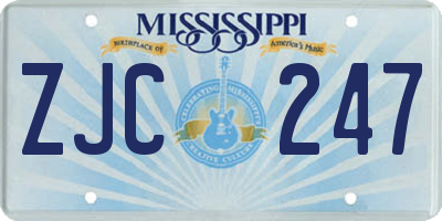 MS license plate ZJC247