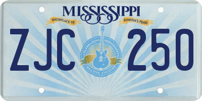 MS license plate ZJC250