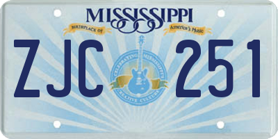 MS license plate ZJC251