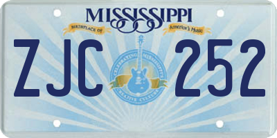 MS license plate ZJC252