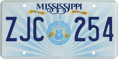 MS license plate ZJC254