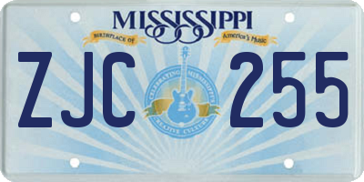 MS license plate ZJC255