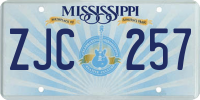 MS license plate ZJC257