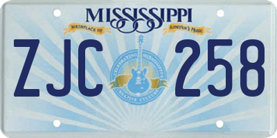 MS license plate ZJC258