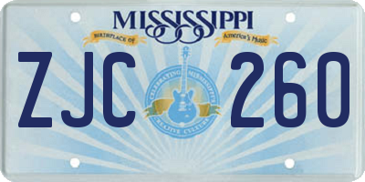 MS license plate ZJC260