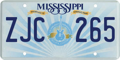 MS license plate ZJC265