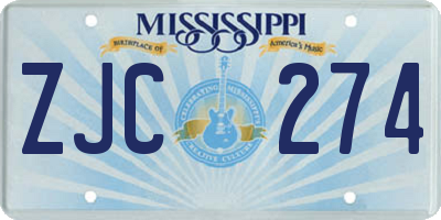 MS license plate ZJC274