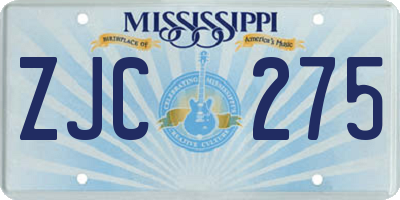 MS license plate ZJC275