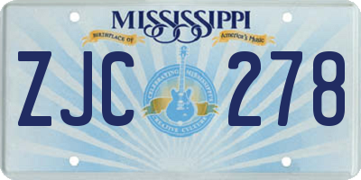 MS license plate ZJC278